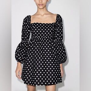 Reformation Black and White Polka Dot Mini Dress